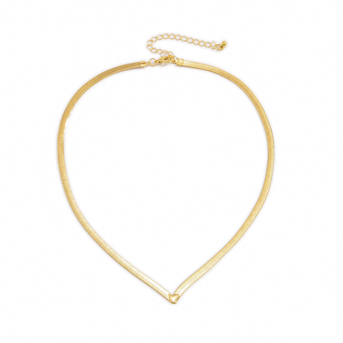 Goldtone Snake Chain V Necklace
