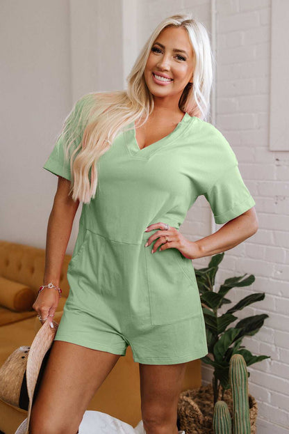 Vivienne Half Sleeve Knit Romper - Grass Green / L - 12/14