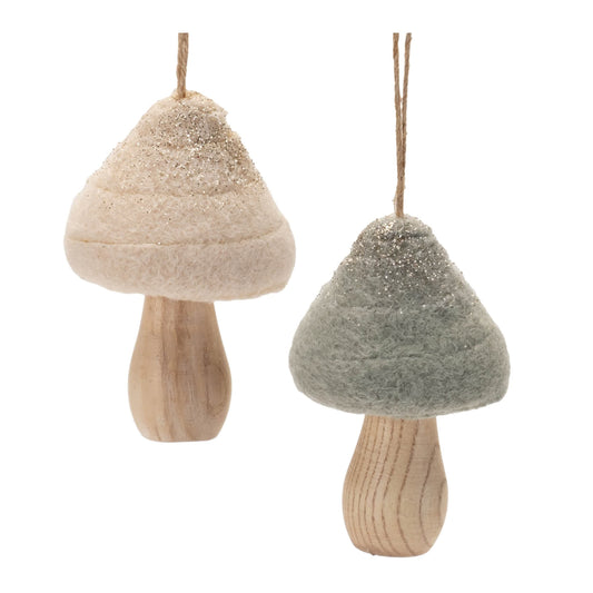 Melrose International Felt Fabric Mushroom Ornament (Set of 12)