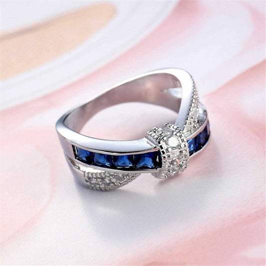 Navy Crystal & Cubic Zirconia Overlapping Ring