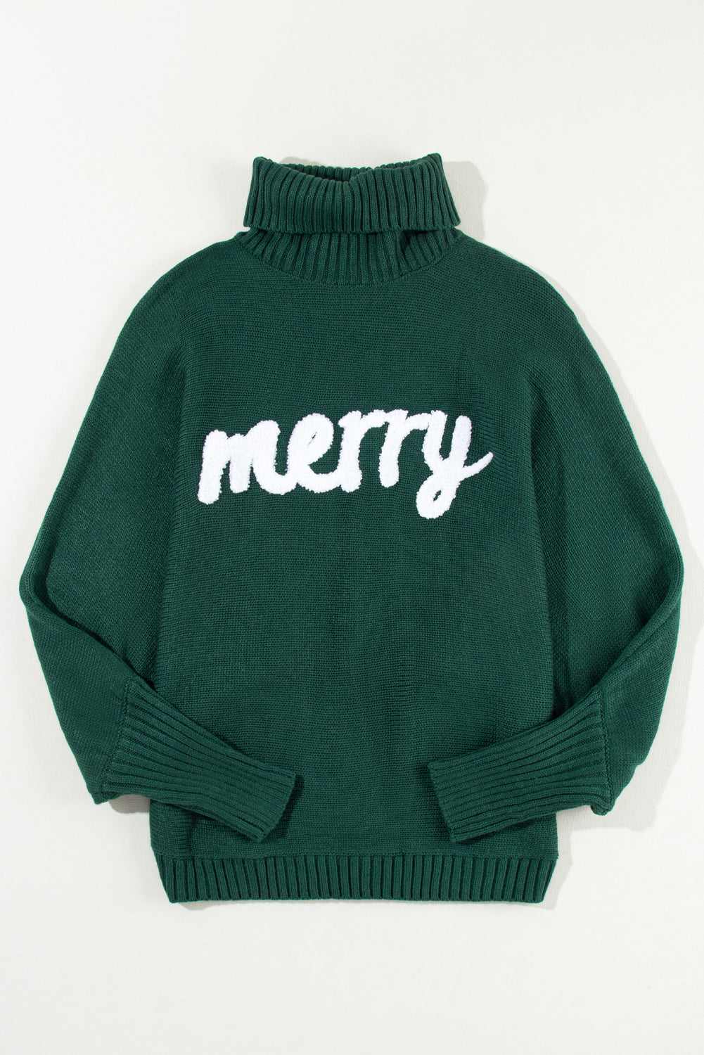 Belen Letter Embroidered High Sweater - Blackish Green / L - 12/14