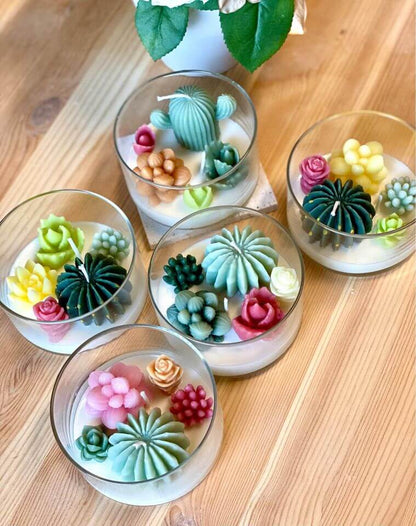 Decorative terrarium-style soy candle