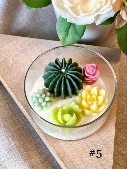 Elegant handmade candle with terrarium theme