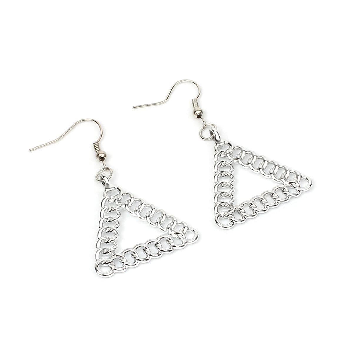 Silvertone Figaro Open Triangle Drop Earrings