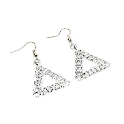 Silvertone Figaro Open Triangle Drop Earrings