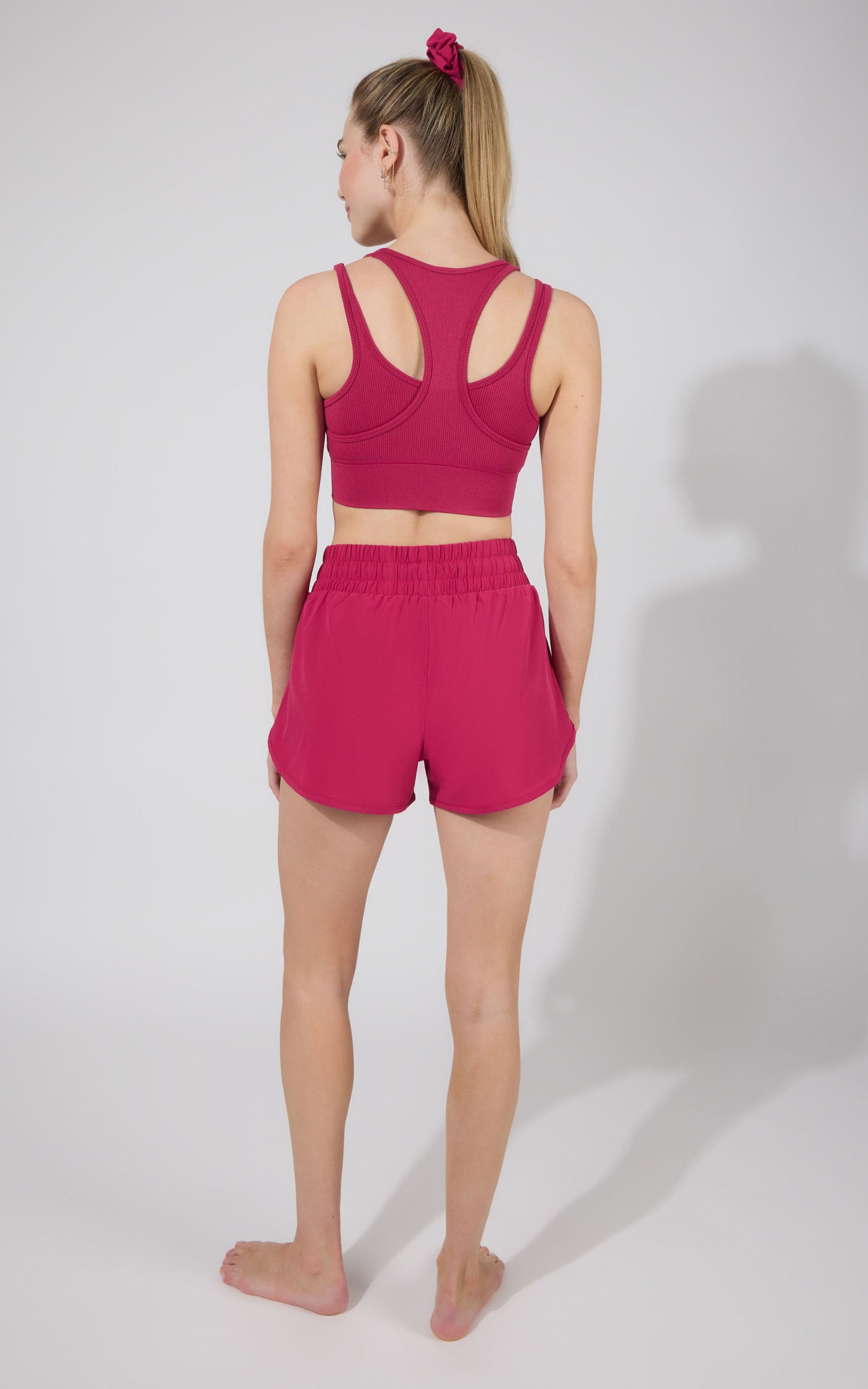 Seamless  Double Layer Bra & Running Short w Scrunchie
