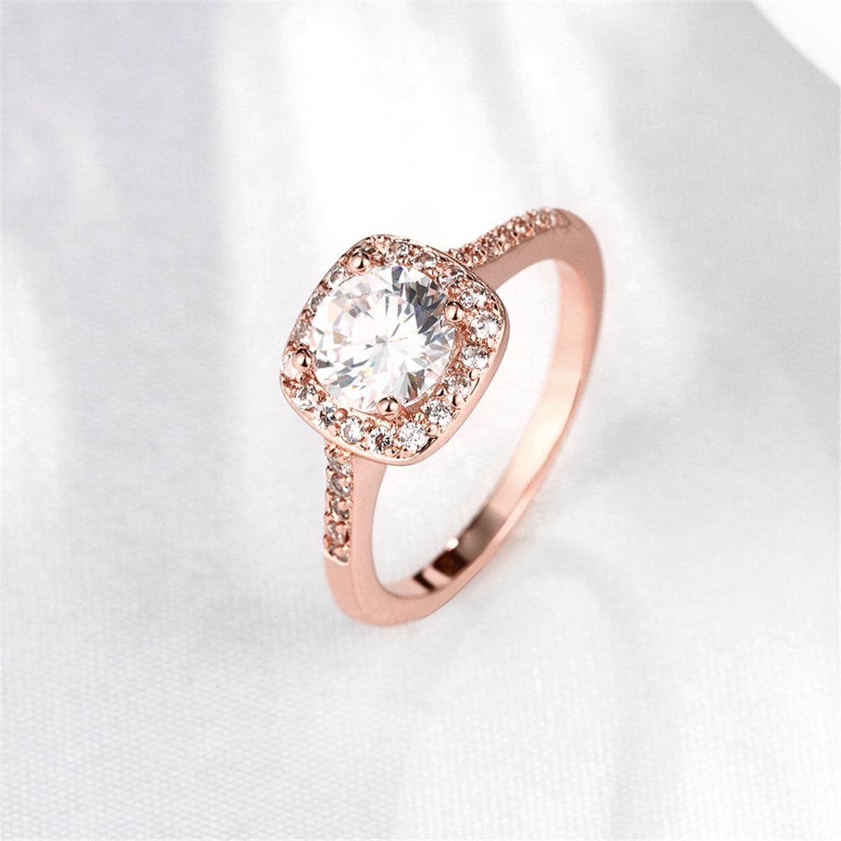 Crystal & Cubic Zirconia Rose Goldtone Halo Round-Cut Ring