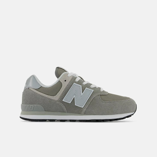New Balance 574 Core Big Kids (GS) Sneakers — Grey/White Suede Low-Top