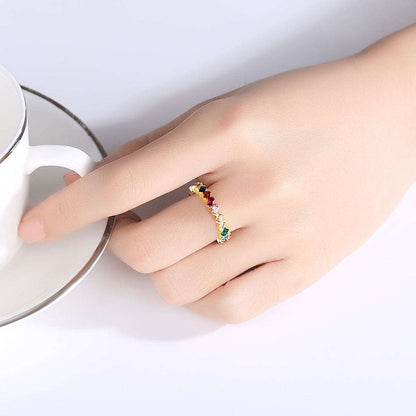 Multicolor Crystal & Goldtone Band