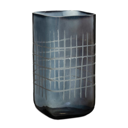 Melrose International Etched Glass Candle Holder Vase 9"H