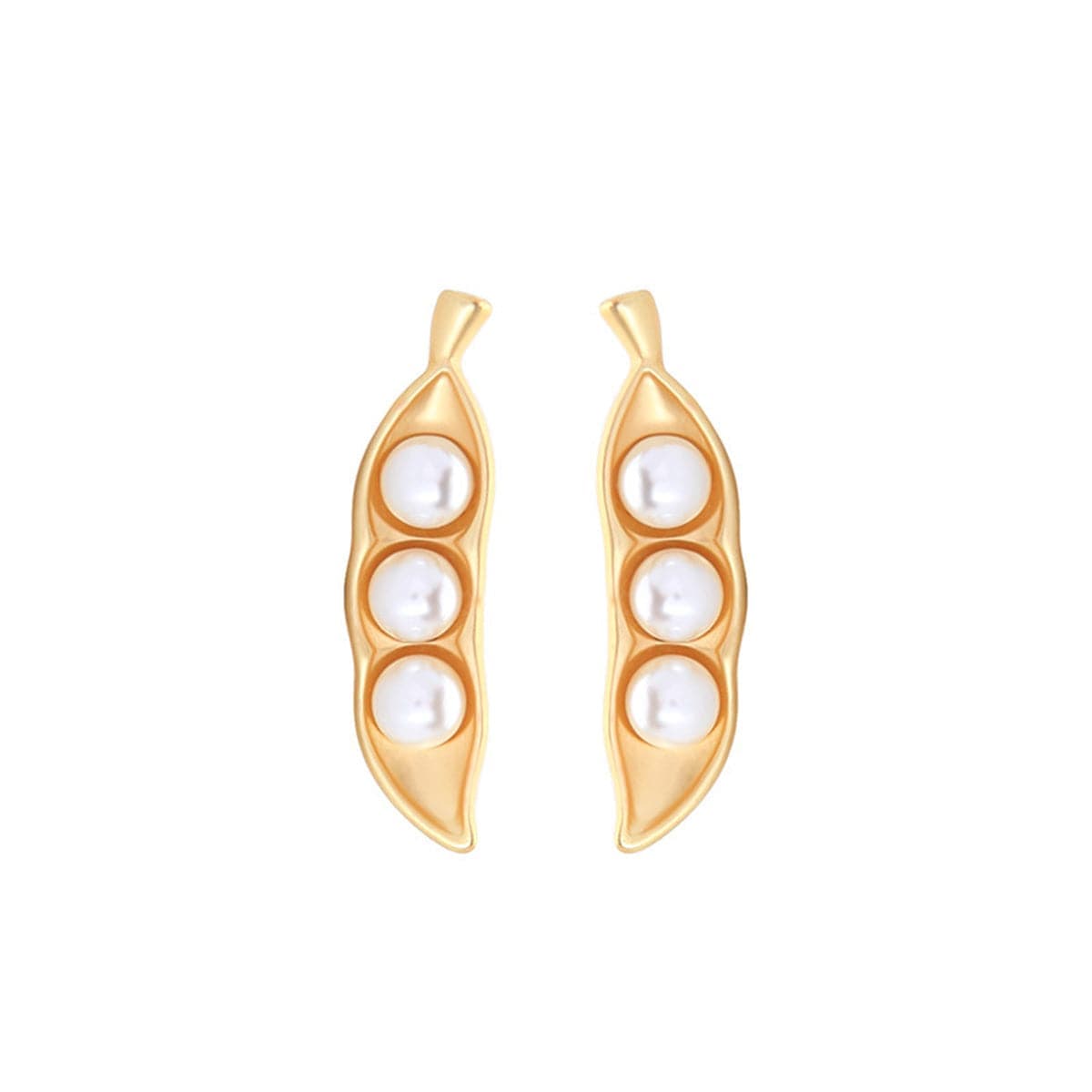 Pearl & Goldtone Pea Pod Drop Earrings