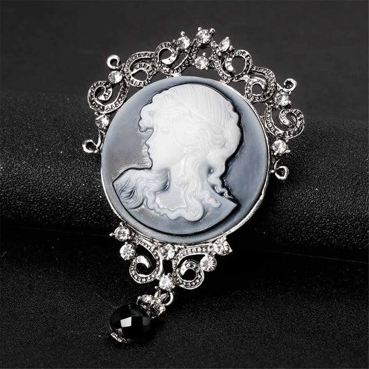 Cubic Zirconia & Crystal Rilievo Lady Brooch