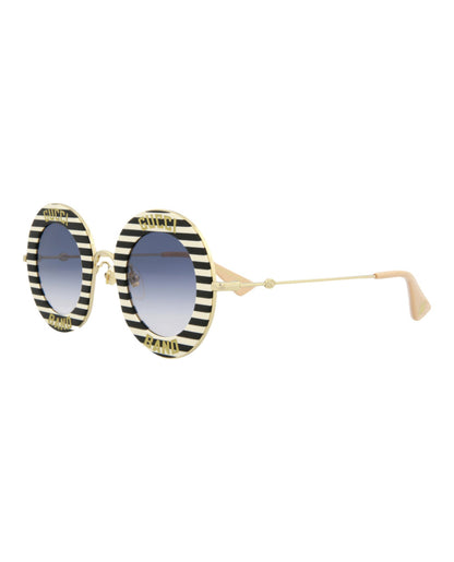 Gucci Round-Frame Metal Sunglasses