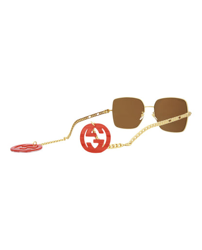Gucci Square-Metal Frame Sunglasses