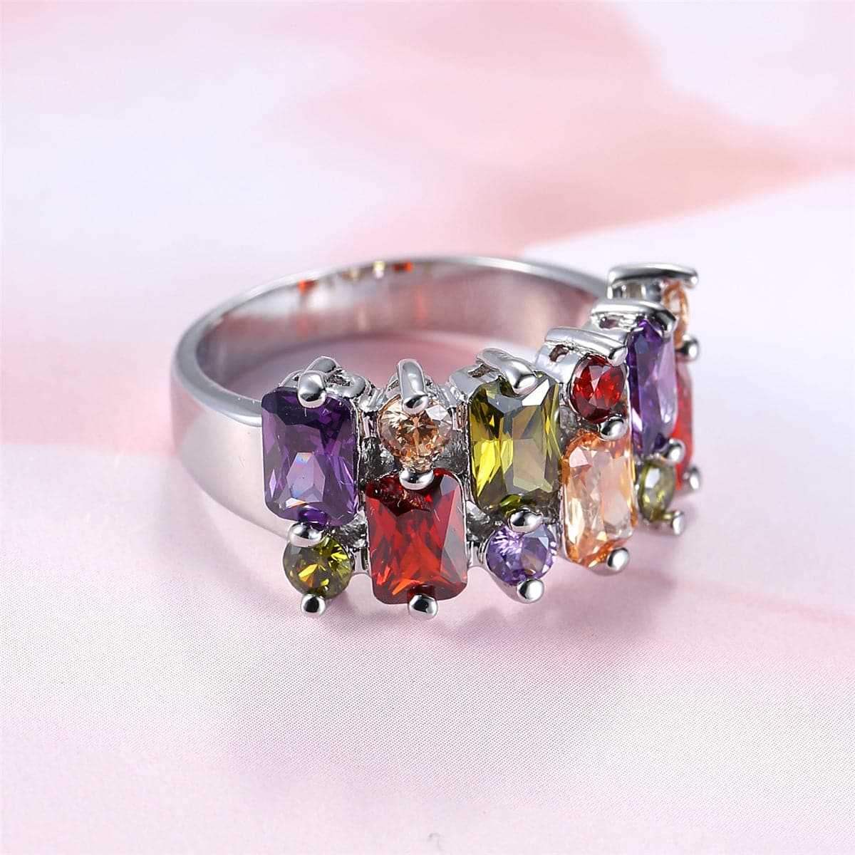 Multicolor Crystal & Silvertone Radiant-Cut Pavé Ring-4