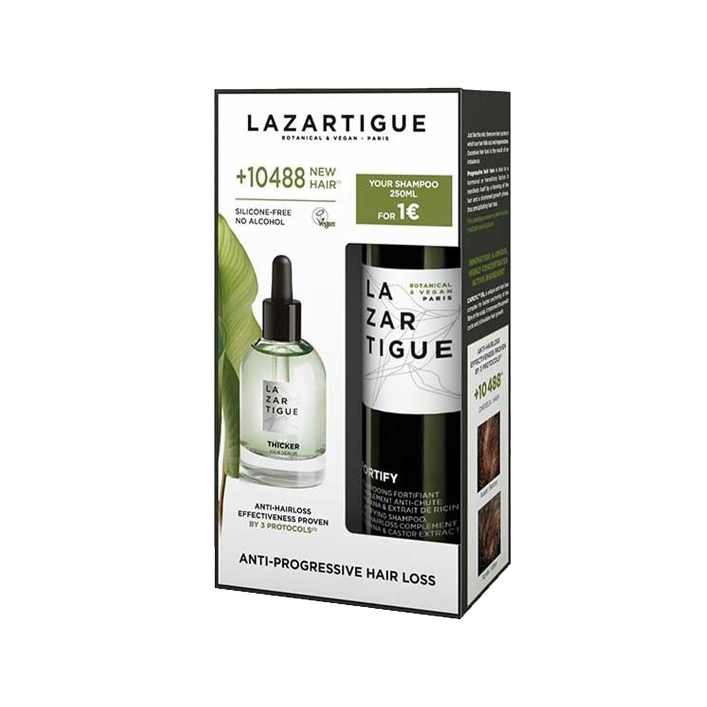 Lazartigue Thicker Hair Loss Shampoo and Serum Set - Strengthen, Prevent Thinning & Promote Hair Growth for Women & Men