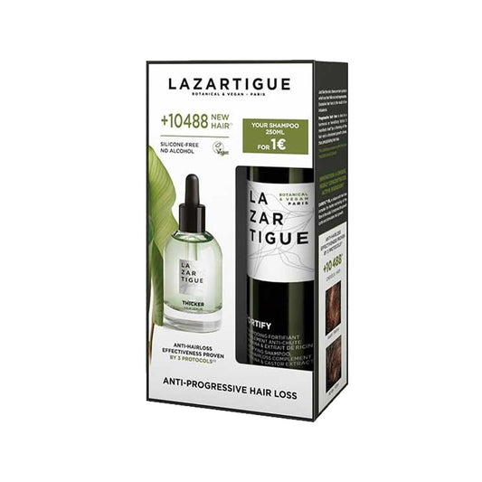 Lazartigue Thicker Hair Loss Shampoo and Serum Set - Strengthen, Prevent Thinning & Promote Hair Growth for Women & Men