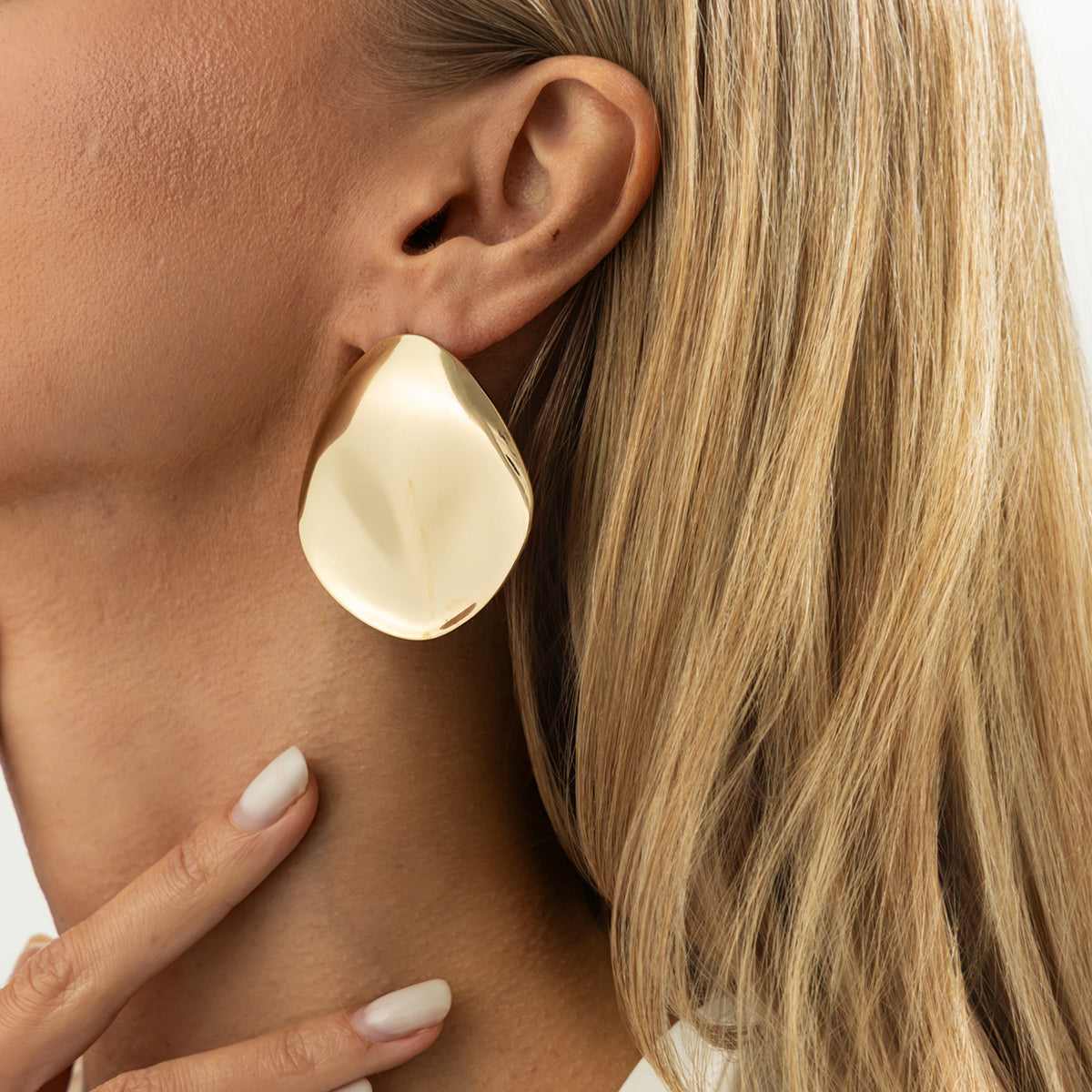 Goldtone Uneven Rhombus Statement Earrings