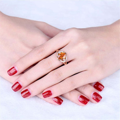 Yellow Crystal & Cubic Zirconia Adjustable Oval-Cut Ring