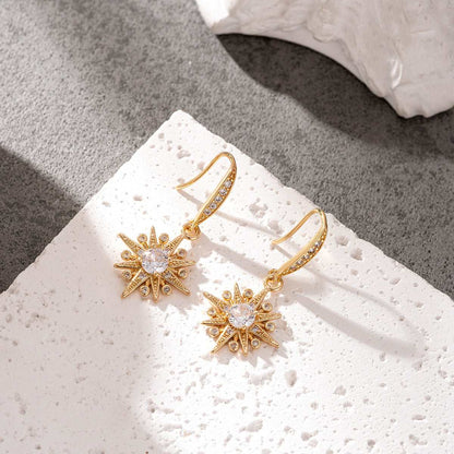 Crystal & Cubic Zirconia Goldtone Star Hook Earrings