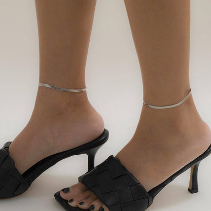 Silvertone Snake Chain Anklet-1