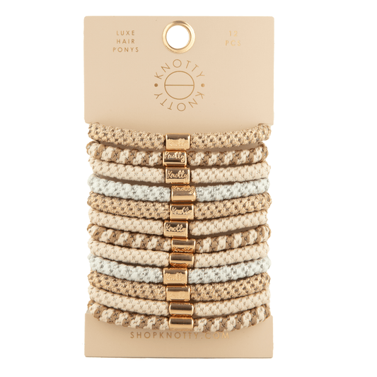 LUXE PONY SET 12-PK, BLONDE METALLIC