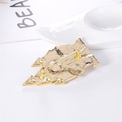 Blue Cubic Zirconia & Enamel Goldtone Castle Brooch