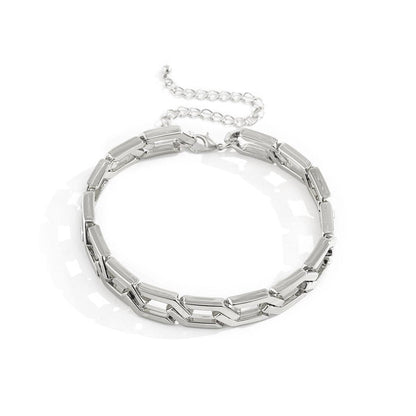 Silvertone Open Hexagon Choker Necklace
