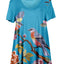 Blue Multicolor Bird Floral Print