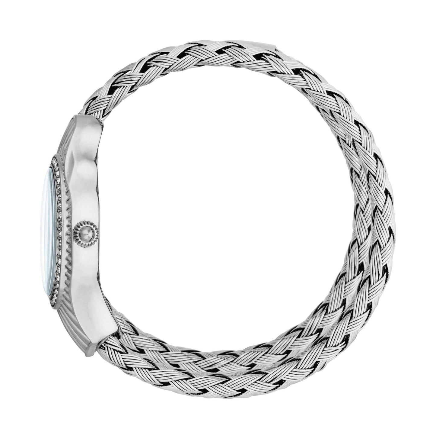 Just CAVALLI Women Watch, Silver Color Case, Light Blue Dial, Stainless Steel Metal Bracelet, 2 Hands, 3 Atm