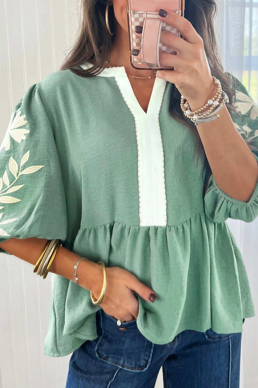 Joanna Puff Sleeve Babydoll Blouse