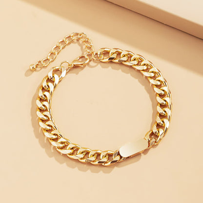 Goldtone Curb Chain ID Bracelet