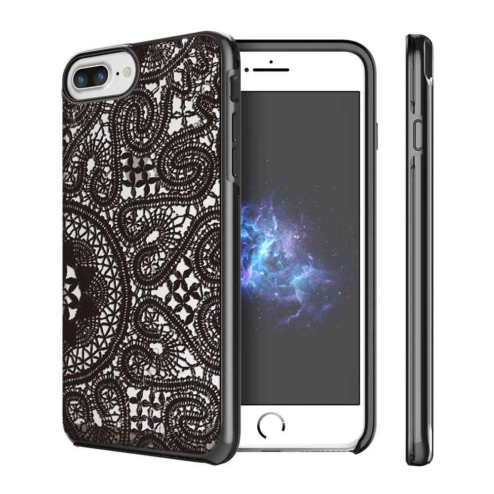 Prodigee [Show] Lace Black for Iphone 8 Plus (2017) - Iphone 7 Plus (2016) & Iphone 6/6s (5.5") Protective Case Fashionable Slim Thin Clear Lace