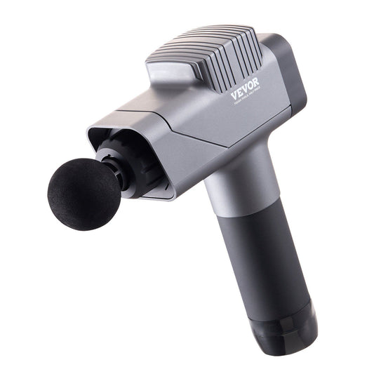 VEVOR Massage Gun Deep Tissue, Percussion Muscle Massager for Athletes - with 8 Speed Levels & 6 Massage Heads, 16V 2500mAh Batteries, Handheld Massage Gun for Pain Relief, Muscle Relaxation - Gray