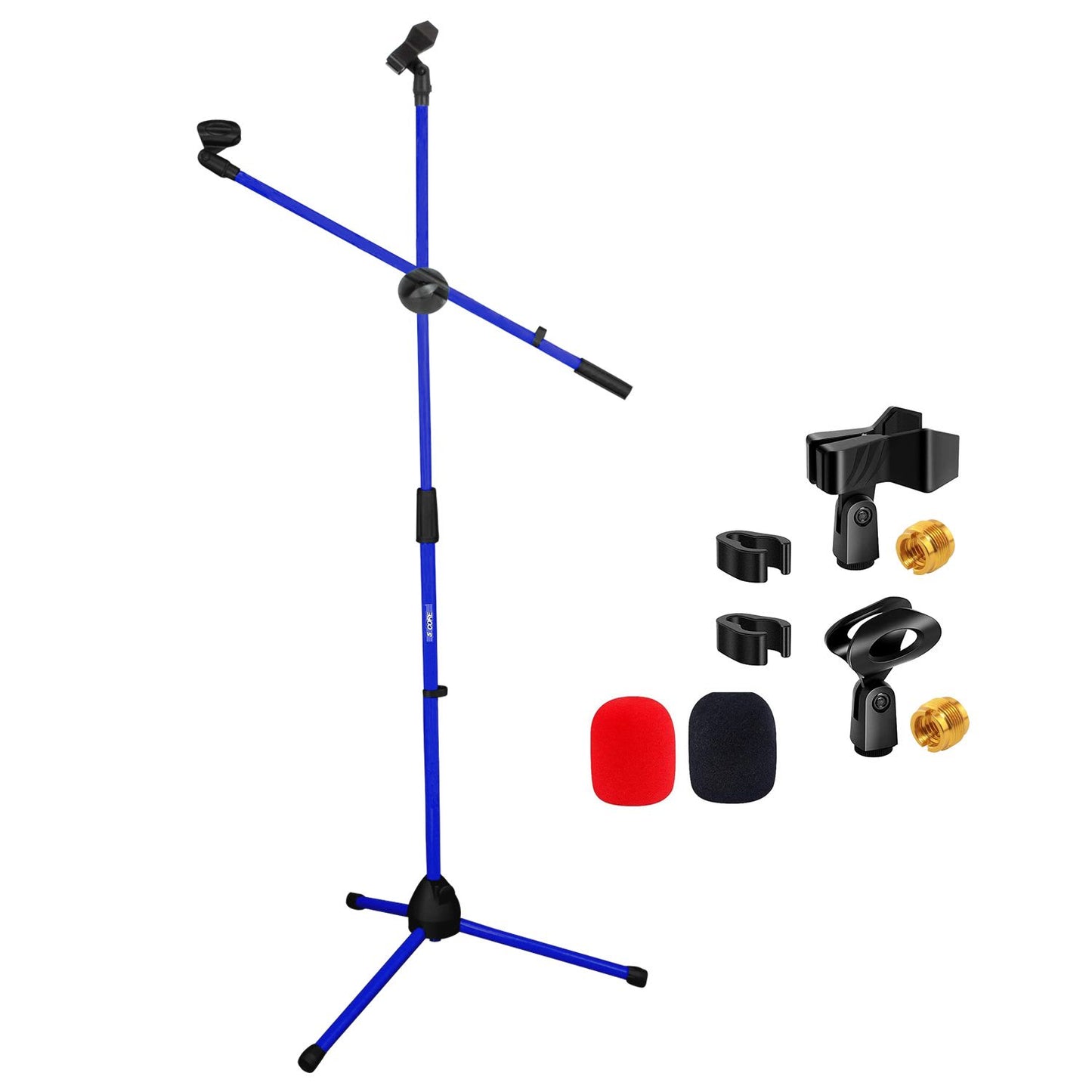 5 Core Mic Stand Floor Height Adjustable Tripod Microphone Stands W Extending Telescoping Boom Arm - MS DBL G - Dark Blue