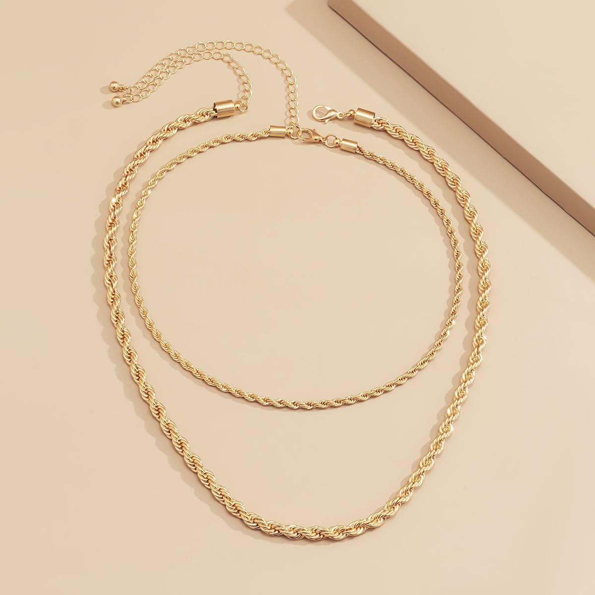 Goldtone Layered Rope Chain Set