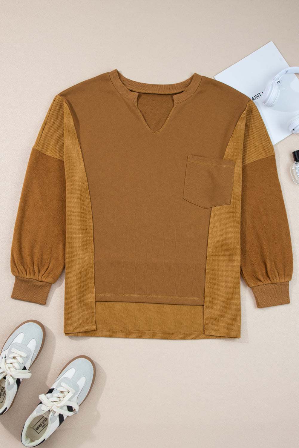 Isabella High Low Patchwork Sweatshirt - Multicolor / M - 8/10