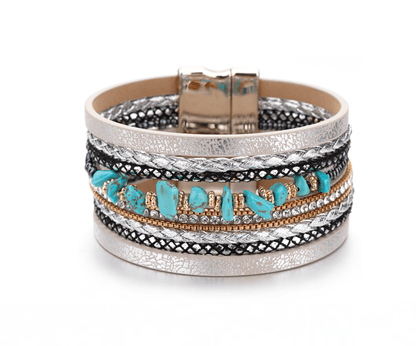 Silvertone, Teal, Silver-
