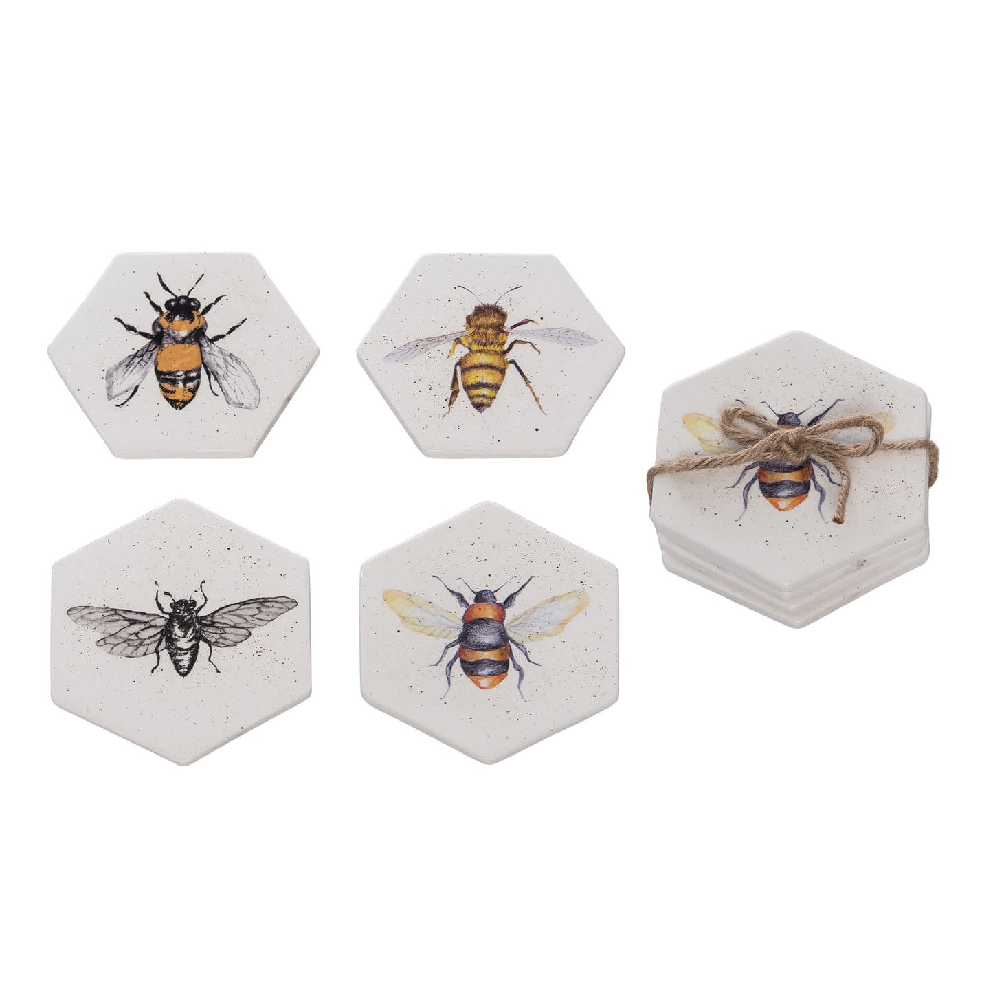 Dolomite Honeycomb Coasters Set of 4 Multicolored for Spring Serving and Entertaining