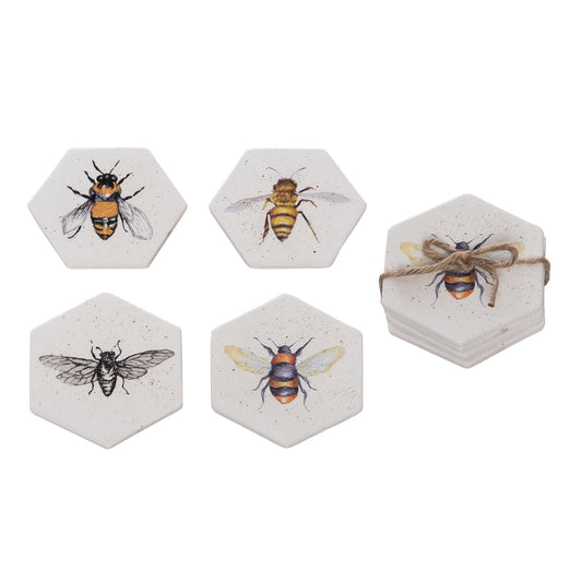 Dolomite Honeycomb Coasters Set of 4 Multicolored for Spring Serving and Entertaining