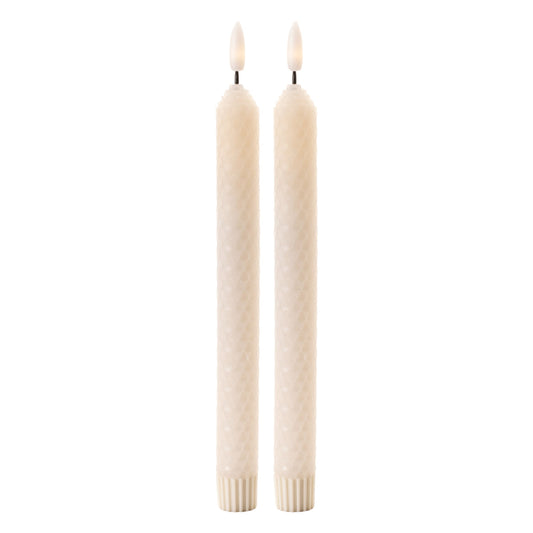 Melrose International FIA Wick Beige Textured Taper Candle (Set of 2)
