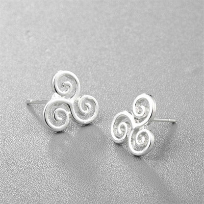 Silvertone Open Swirls Stud Earrings