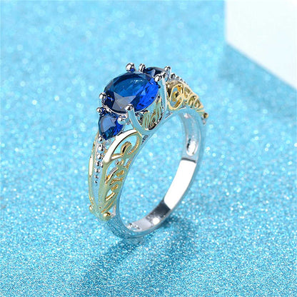 Navy Crystal & Two-Tone Heart-Cut Ring-2