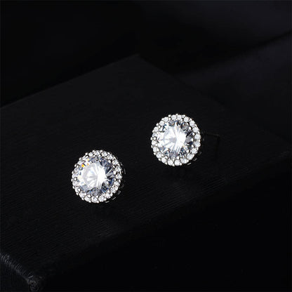 Cubic Zirconia & Crystal Silvertone Hola Stud Earrings