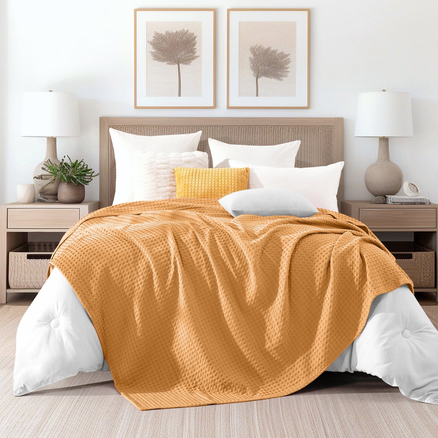 Elegant Comfort Cotton Waffle Blanket