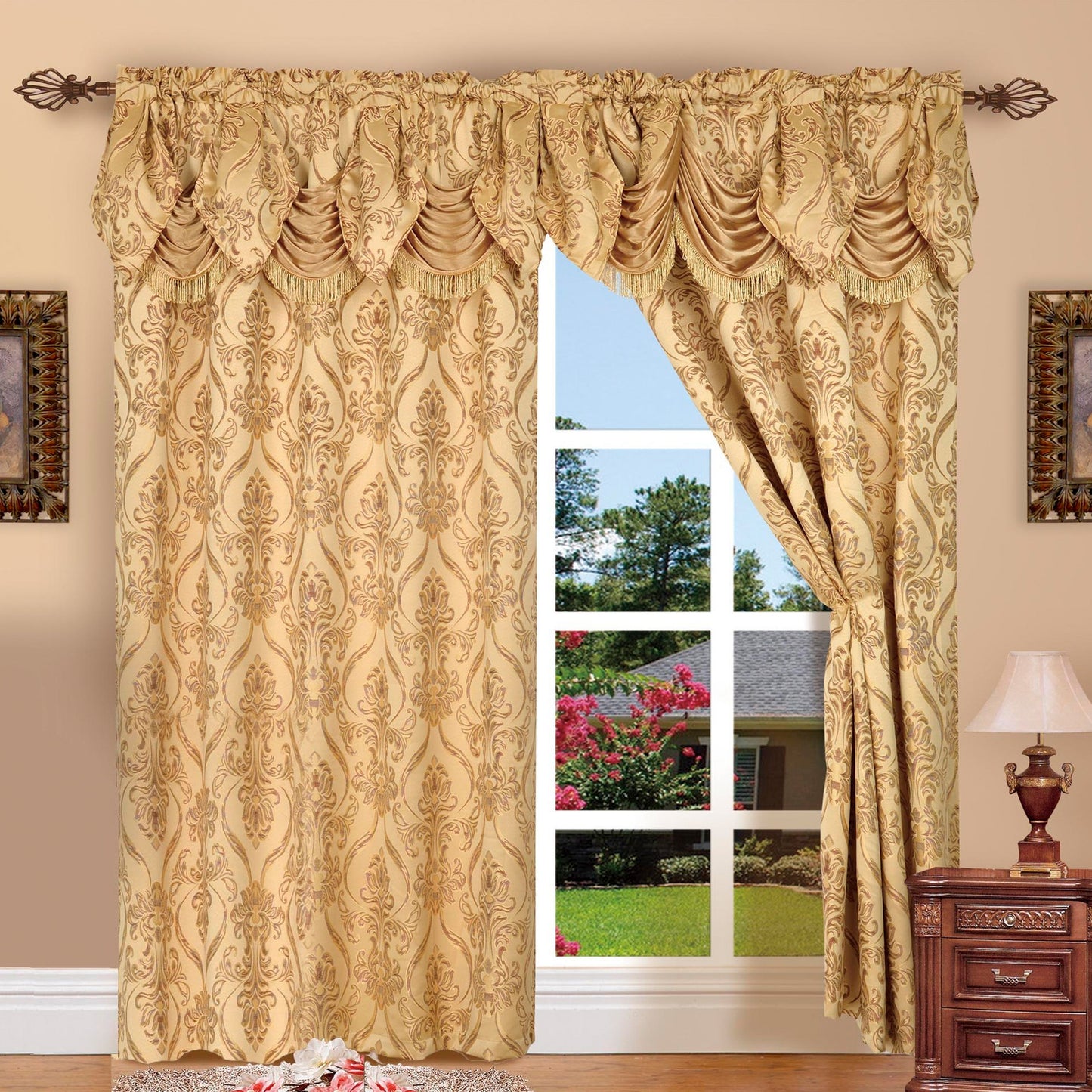 Elegant Comfort Set of 2 Penelope Jacquard Look Curtain Panels - 54" W x 84" L