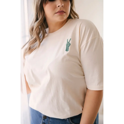 Good Vibes Embroidered Peace T-Shirt for Adults