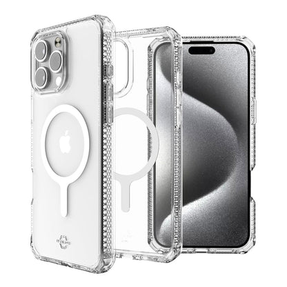Itskins Hybrid R // Clear Magnetic Protective Phone Case for Iphone 16 Pro, Compatible with Magsafe, Slim Hybrid Case, Anti-Yellowing, Military Shockproof Cover - Transparent