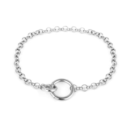 Silvertone Cable Chain Choker Necklace