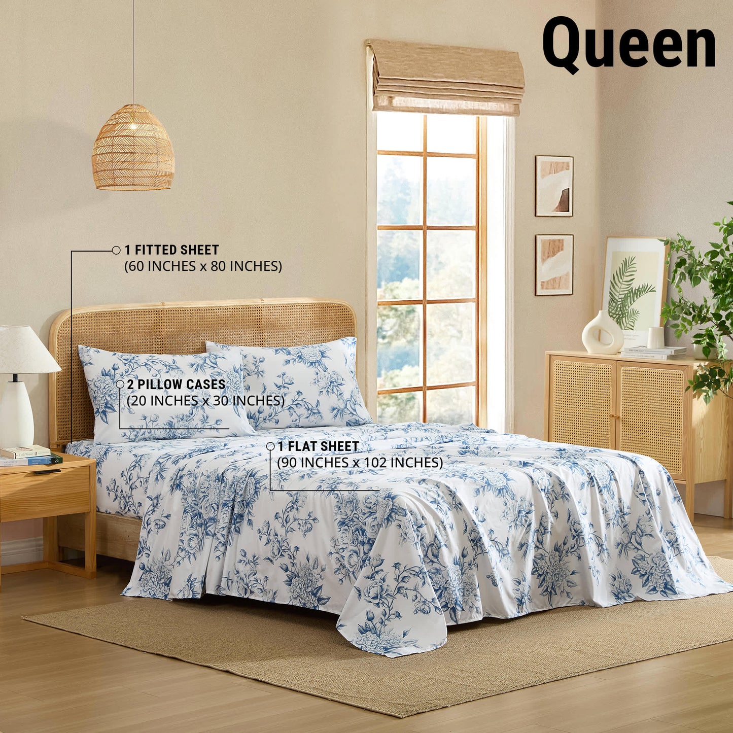 Rose Toile Blue-